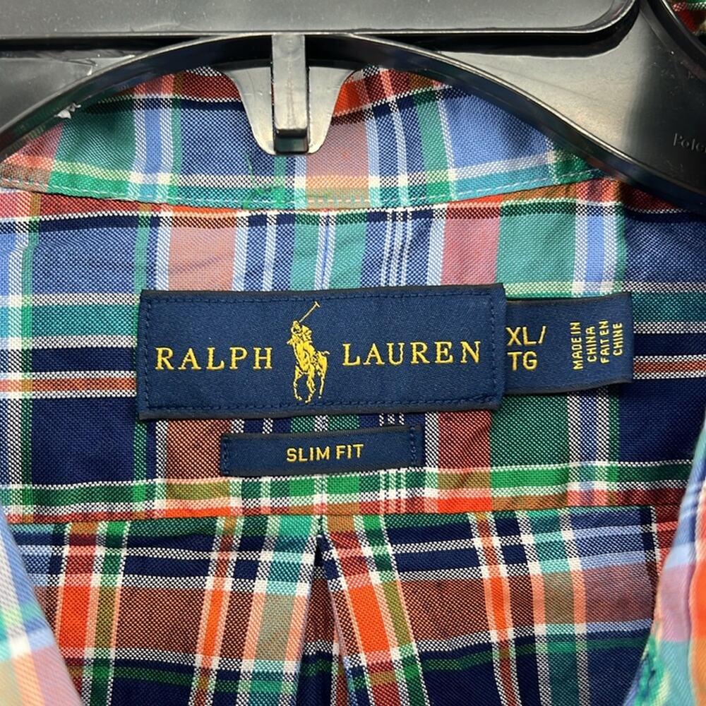 Ralph Lauren Men's Slim Fit LS Button Down Shirt - Blue Multi Plaid - XL - Picture 4 of 6